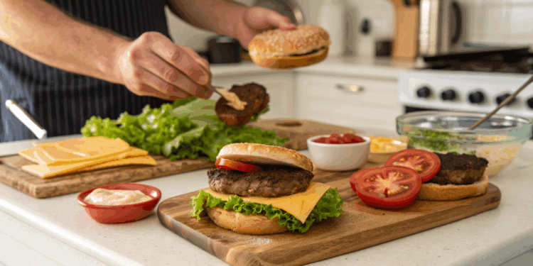 Coma lanche sem sair da dieta, como preparar um hambúrguer caseiro suculento. proteico e rápido