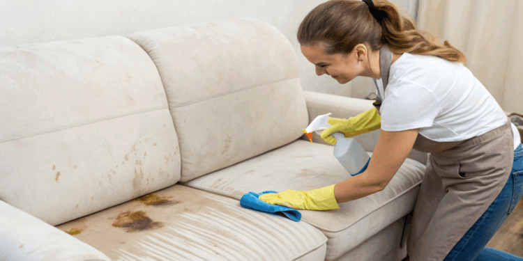Vinagre, bicarbonato ou detergente: receita caseira que limpa sofá em 5 minutos