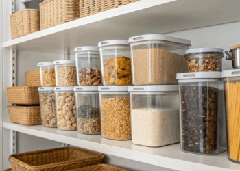 Como organizar sua despensa em dez minutos sem bagunça, usando potes descartáveis