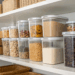 Como organizar sua despensa em dez minutos sem bagunça, usando potes descartáveis
