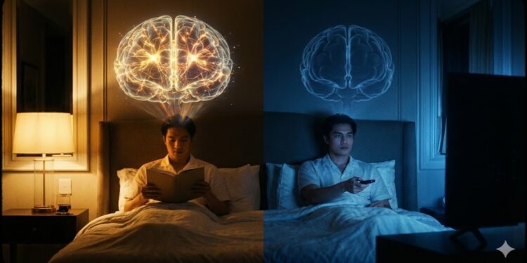 Segundo a psicologia, as pessoas que leem antes de dormir todas as noites têm um cérebro fundamentalmente diferente das pessoas que assistem à televisão.