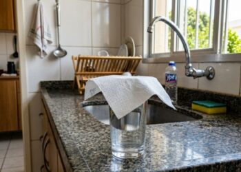 Quando saio de casa, coloco sempre um copo e um pedaço de papel na pia. Assim, tenho a certeza de que tudo ficará bem