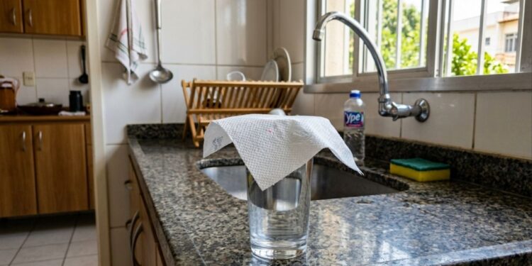 Quando saio de casa, coloco sempre um copo e um pedaço de papel na pia. Assim, tenho a certeza de que tudo ficará bem