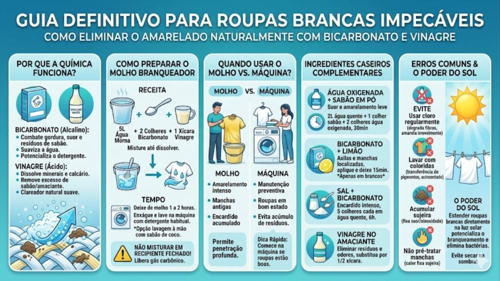 Adicione duas colheres de sopa à água e as roupas brancas ficarão como novas: o amarelado e a sujeira desaparecerão na lavagem