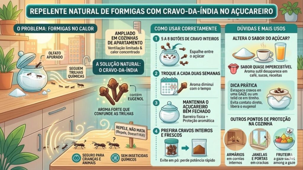 Colocar cravo-da-índia no açucareiro da cozinha, o hábito antigo que ajuda a evitar formigas no açúcar