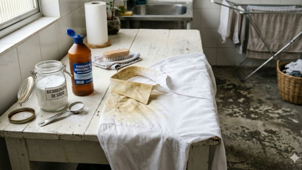 Como recuperar camisa branca que ficou amarelada na gola com o tempo usando uma solução simples