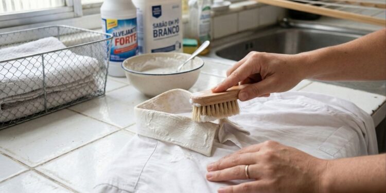 Como recuperar camisa branca que ficou amarelada na gola com o tempo usando uma solução simples