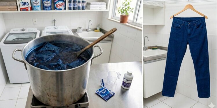 Como recuperar jeans manchado por água sanitária que ficou com marcas claras usando um método simples