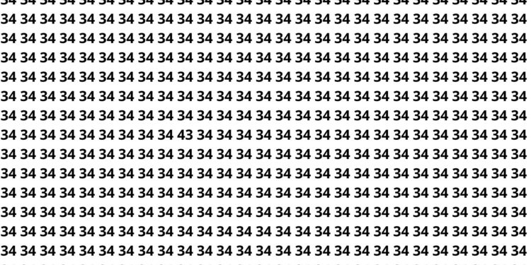 Consegue achar o número 43 escondido entre dezenas de 34 em apenas alguns segundos