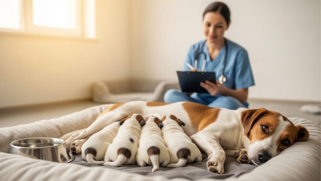 Cruel! Mila, a cadela, abandonada numa caixa de papelão com os seu filhotes recém-nascidos