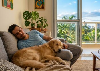 O que significa quando seu cachorro deita perto de você, segundo especialistas