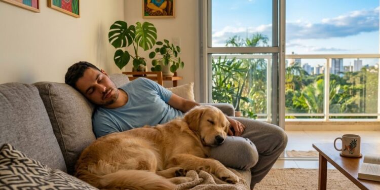 O que significa quando seu cachorro deita perto de você, segundo especialistas