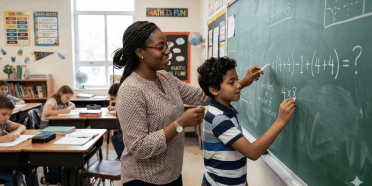 Você consegue resolver 4 × (4 + 4) − 1 + (4 + 4) sem errar a sequência?