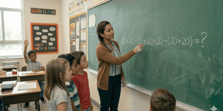 Quase ninguém acerta de primeira: quanto é 20 × 20 − 20 + 20 × 20 − (20 + 20)?