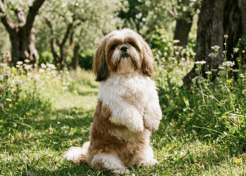 cachorro sentado nas duas patas