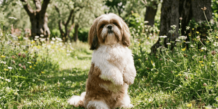 cachorro sentado nas duas patas