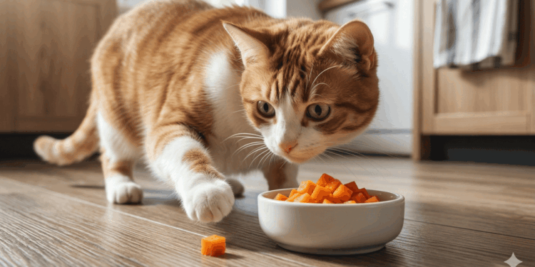 gato comendo cenoura