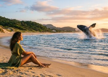 2 km de areia em meia-lua e baleias a 100 metros da costa: a antiga vila de pescadores que se tornou a única praia brasileira no Clube das Baías Mais Belas do Mundo