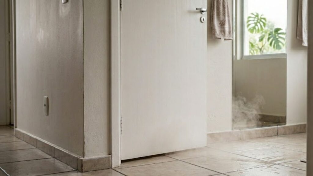 Para que serve o espaço entre o chão e a porta do banheiro?