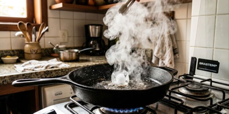 Passar um cubo de gelo sobre a frigideira quente: por que é recomendado antes de grelhar legumes
