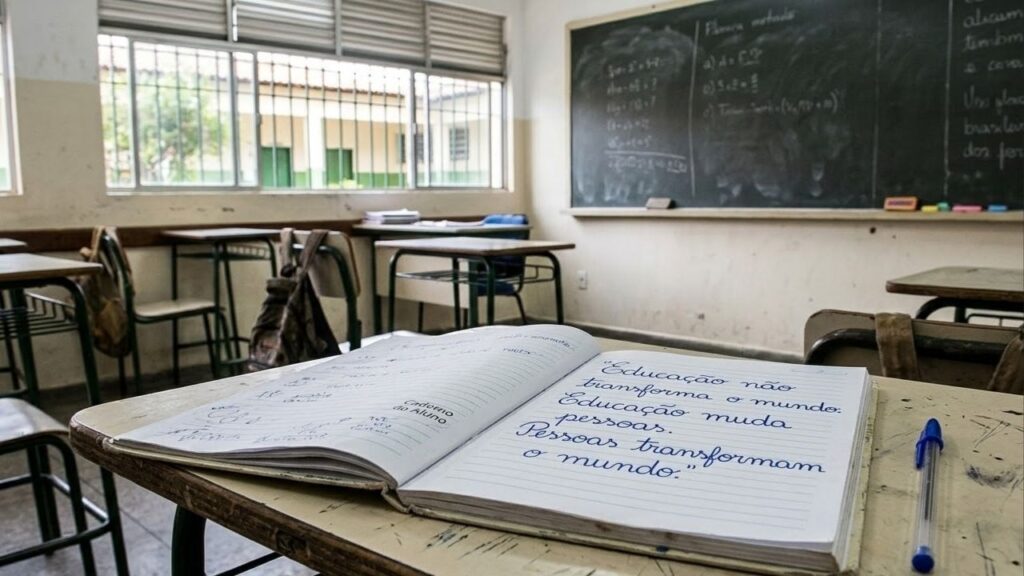 Professor escreve frase de Paulo Freire “Educação não transforma o mundo. Educação muda pessoas.” para aluno que começou a acumular tarefas e notas baixas