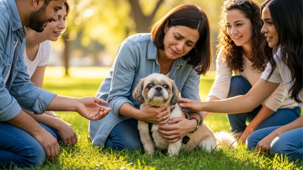 Em seu último dia de vida, tutores vão até o parque da cidade com shih-tzu com um cartaz que comove a todos