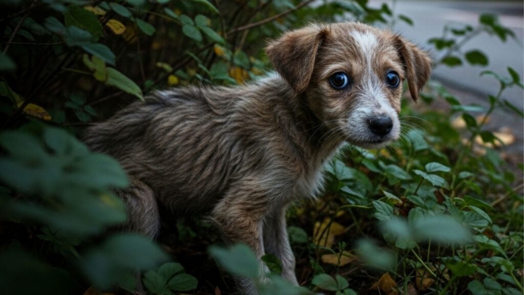 Filhote abandonado na beira da estrada luta para sobreviver até ser encontrado por voluntários
