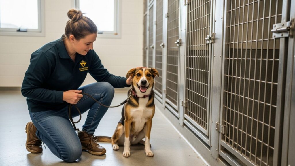 Cão resgatado, que retorna ao abrigo de animais uma semana após sua adoção, espera por uma vida melhor