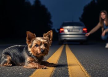 Molly, uma Yorkshire abandonada na estrada, corre atrás de carros até que alguém decide parar