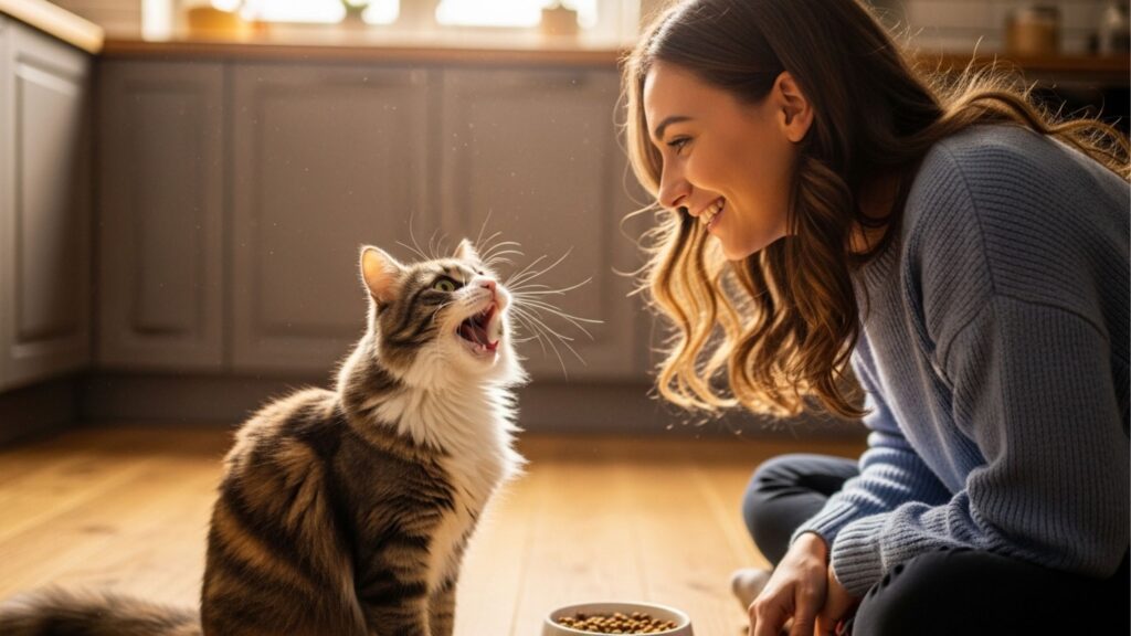 O que significa quando o gato mia muito ao ver o tutor