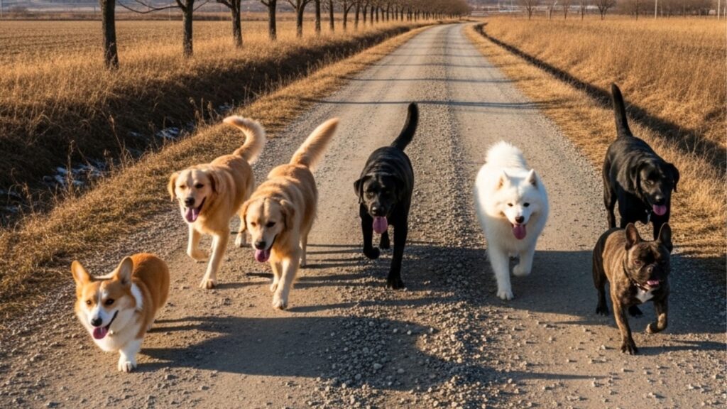 Grupo de cães desaparecidos viraliza após caminharem juntos por 17 km até em casa