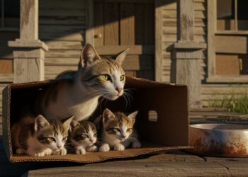 Uma gata de rua e seus filhotes buscavam um lar amoroso, e o olhar fixo dos gatos em uma pessoa, implorando para serem levados para casa, comoveu internautas às lágrimas: "Quem conseguiria suportar esse olhar?"