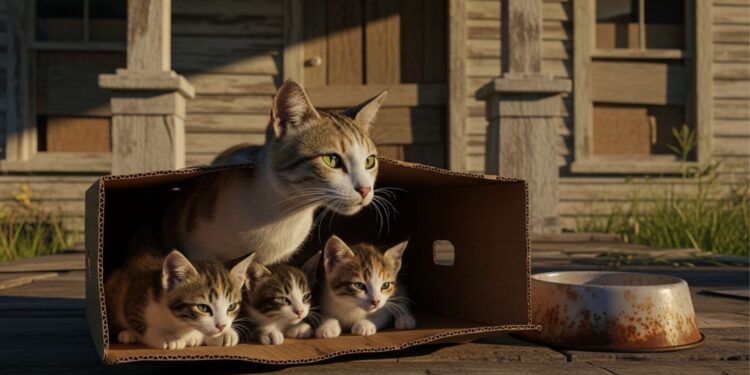 Uma gata de rua e seus filhotes buscavam um lar amoroso, e o olhar fixo dos gatos em uma pessoa, implorando para serem levados para casa, comoveu internautas às lágrimas: "Quem conseguiria suportar esse olhar?"
