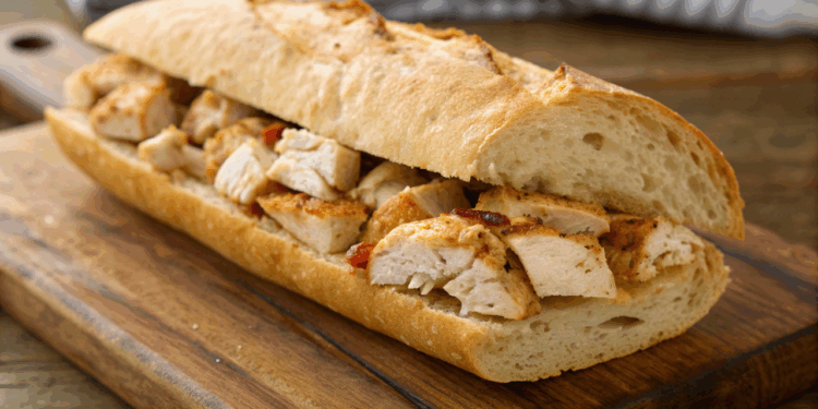 Baguete recheada de frango gratinada, como preparar um lanche rápido e cremoso