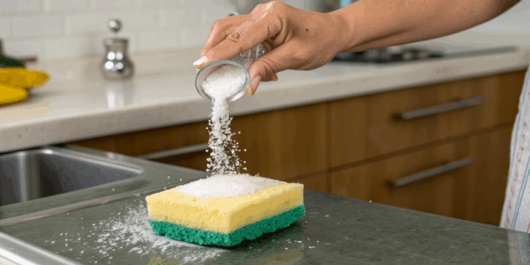 Não jogue no lixo, truque do sal na esponja prolonga vida útil e reduz bactérias de forma natural