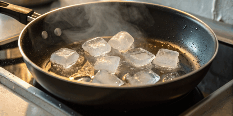 Como transformar sua frigideira em ”antiaderente” usando apenas cubos gelo