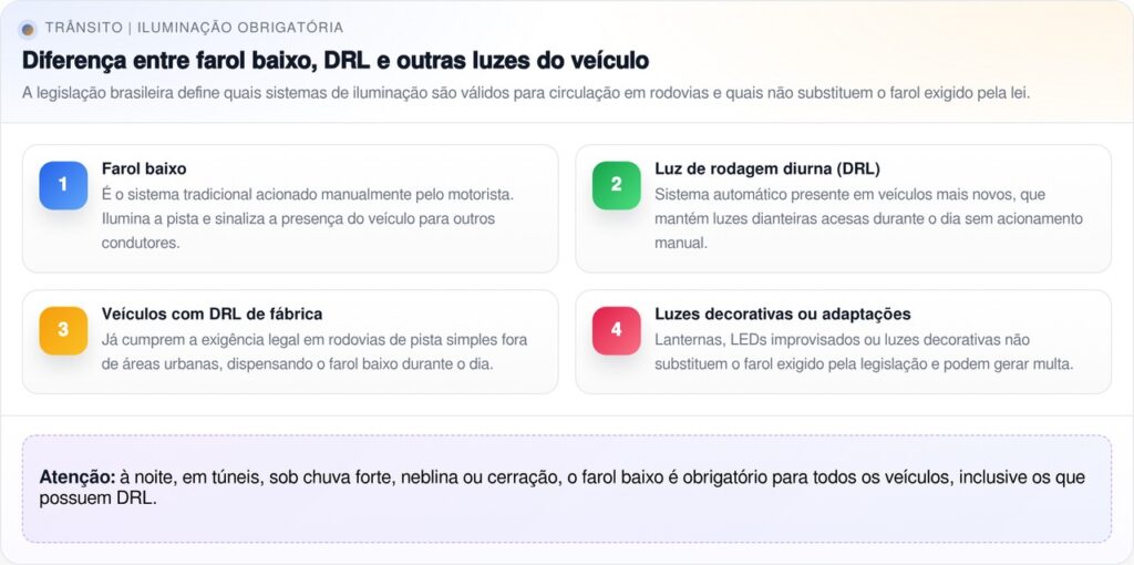 Nova lei do farol: mudança no CTB ainda gera multas e pontos na CNH em 2026
