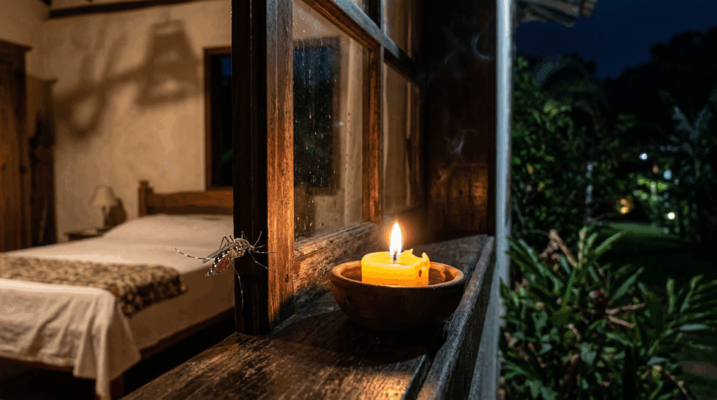 A forma mais simples de afastar mosquitos do quarto à noite é acender essa combinação natural perto da janela uma vez por noite