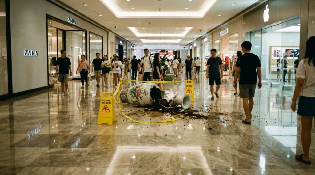 Ele relatou que sofreu uma fratura após tropeçar em um vaso de flores em uma galeria comercial, perdeu o processo e terá que arcar com as custas judiciais