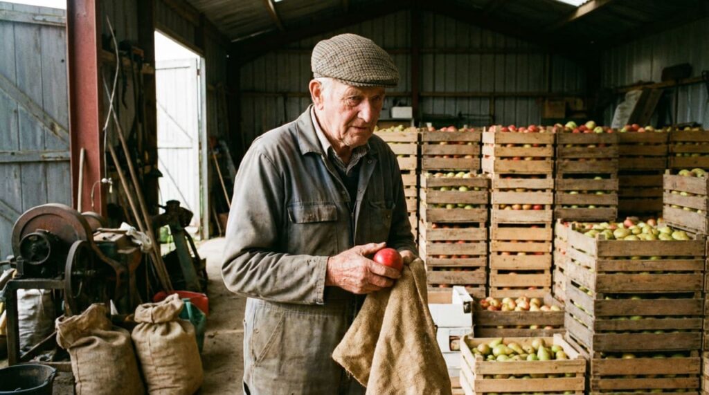 Ele tem 99 anos, perdeu a visão aos 80, mas continua trabalhando com frutas na Patagônia
