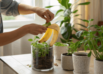 O truque da casca de banana que pode transformar a saúde das plantas em poucos dias
