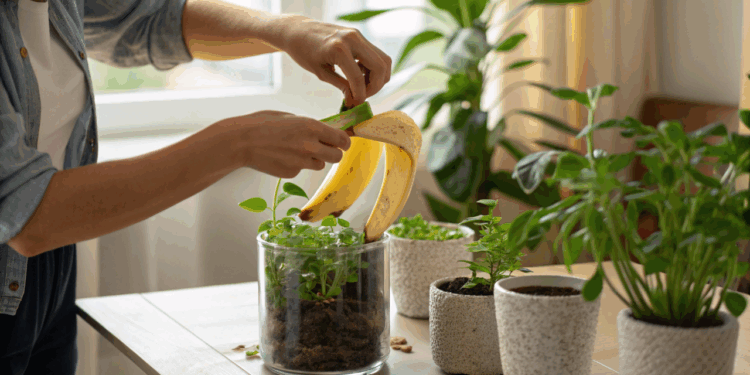 O truque da casca de banana que pode transformar a saúde das plantas em poucos dias