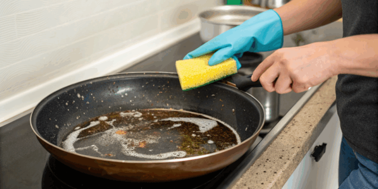 A receita caseira com 2 ingredientes que elimina manchas de gordura da sua panela