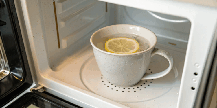 Micro-ondas engordurado e com cheiro forte, receitinha caseira de água e limão resolve