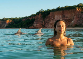 Sua chance de ver golfinhos de perto: a praia paradisíaca a 85 km da capital onde os botos-cinza fazem visitas diárias