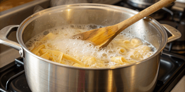 O truque da colher de madeira na panela que evita a água do macarrão derramar