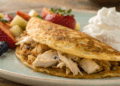 Receitinha fit de panqueca de frango desfiado, passo a passo para preparo rápido e nutritivo