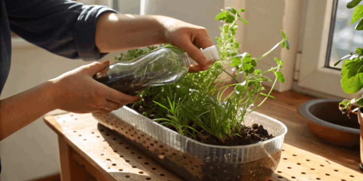 Antes de jogar fora garrafas PET, veja como elas podem virar uma horta de ervas em casa