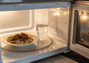 Como um simples copo de água no micro-ondas evita que sua comida fique ressecada e fria