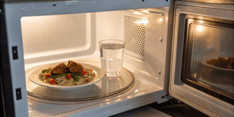 Como um simples copo de água no micro-ondas evita que sua comida fique ressecada e fria